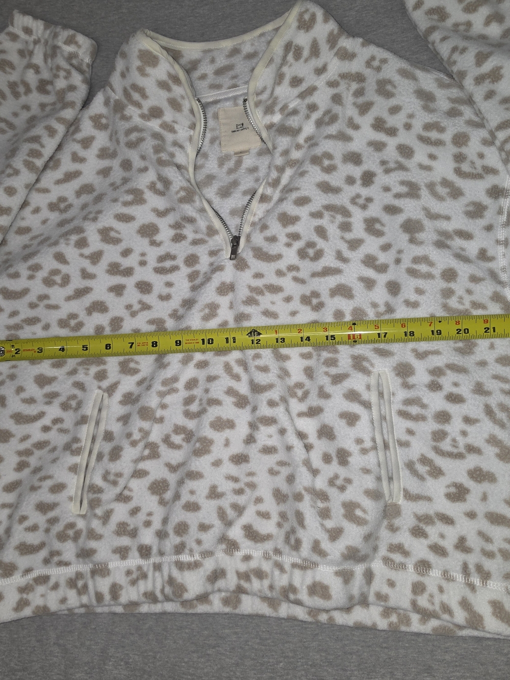 Thread & Supply White Half-Zip Fleece with Taupe Leopard Print - Picture 6 of 9